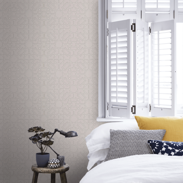 Papel pintado de geométrico trellis en color gris Knot Garden W7455-04 - Imagen 3