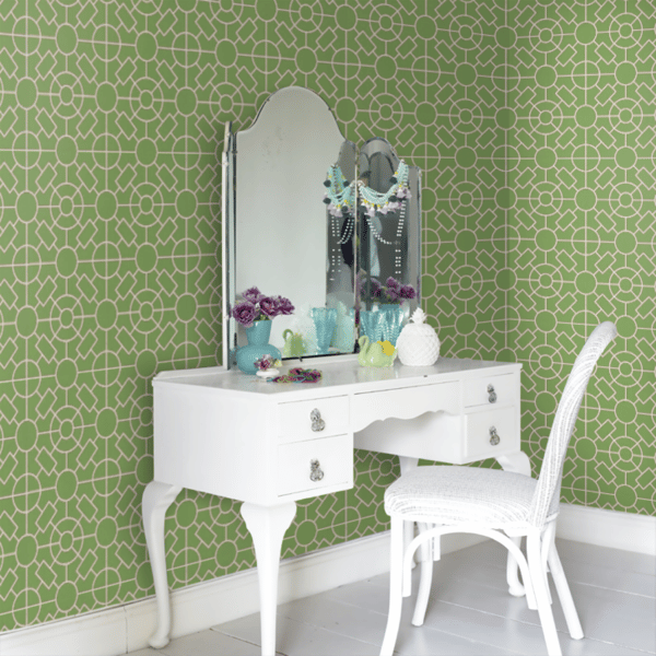 Papel pintado de geométrico trellis en color verde Knot Garden W7455-02 - Imagen 3