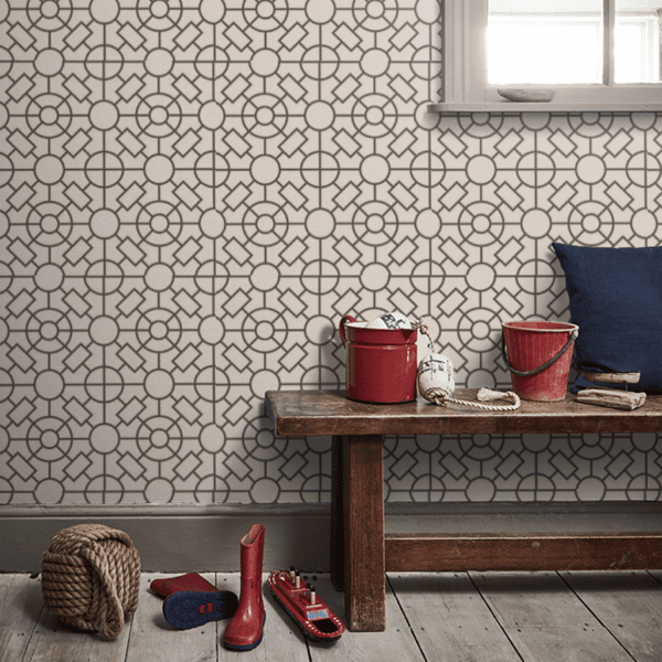 Papel pintado de geométrico trellis en color beige Knot Garden W7455-05 - Imagen 3