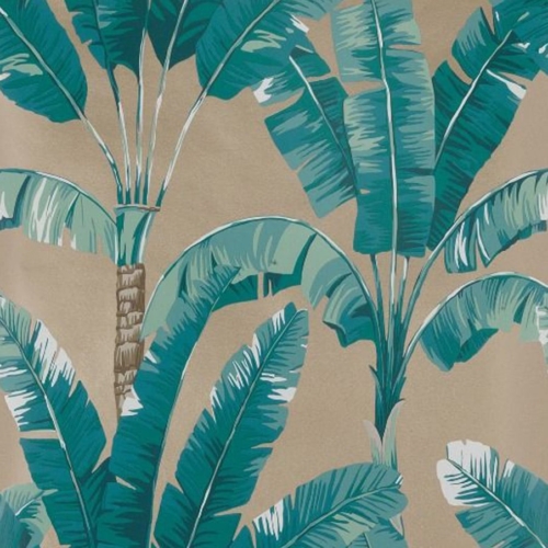 Papel pintado tropical en color turquesa Palmaria W7210-04