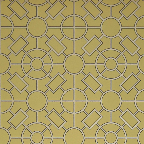 Papel pintado de geométrico trellis en color amarillo Knot Garden W7455-01