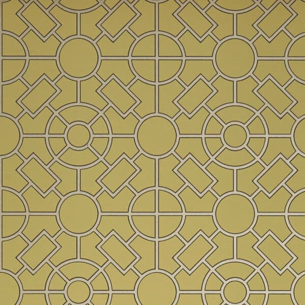 Papel pintado de geométrico trellis en color amarillo Knot Garden W7455-01