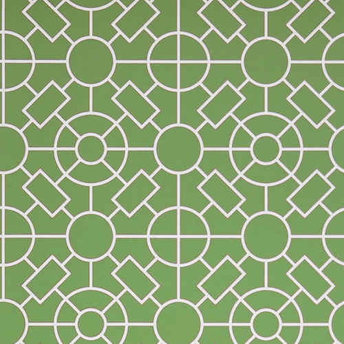 Papel pintado de geométrico trellis en color verde Knot Garden W7455-02
