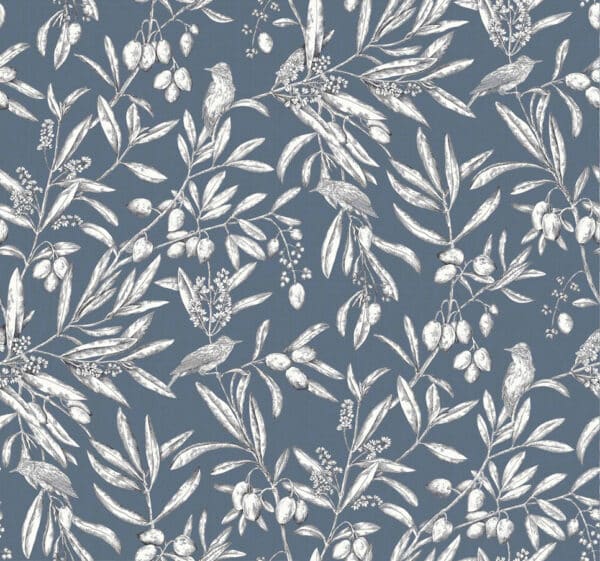 Papel pintado bicolor azul Aceituna Bahía claro A00504