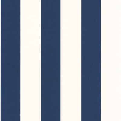 Papel pintado de rayas en color azul Linen Lines 104046269