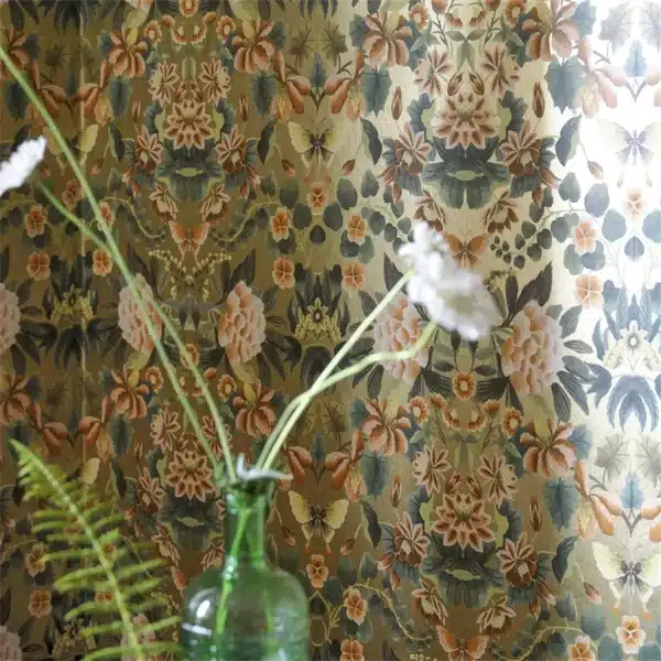 Papel pintado de estampado floral en color azul Ikebana Damask PDG1156/04 - Imagen 17