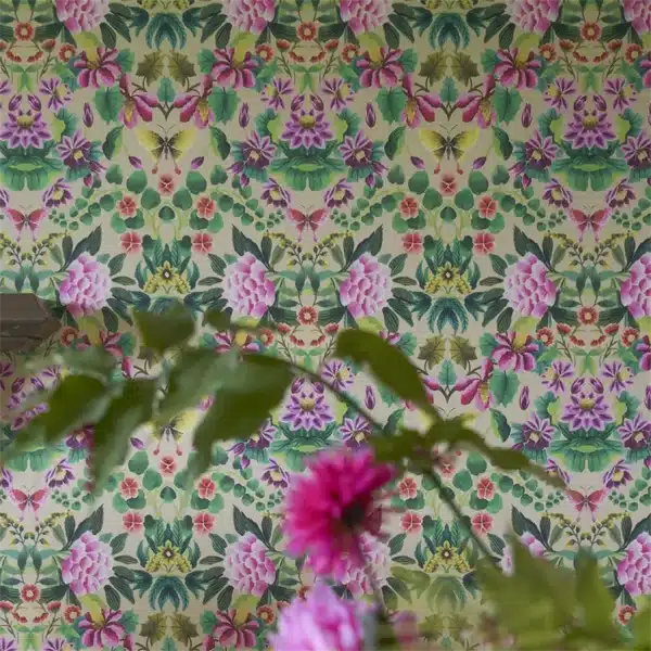 Papel pintado de estampado floral en color verde Ikebana Damask PDG1156/05 - Imagen 13