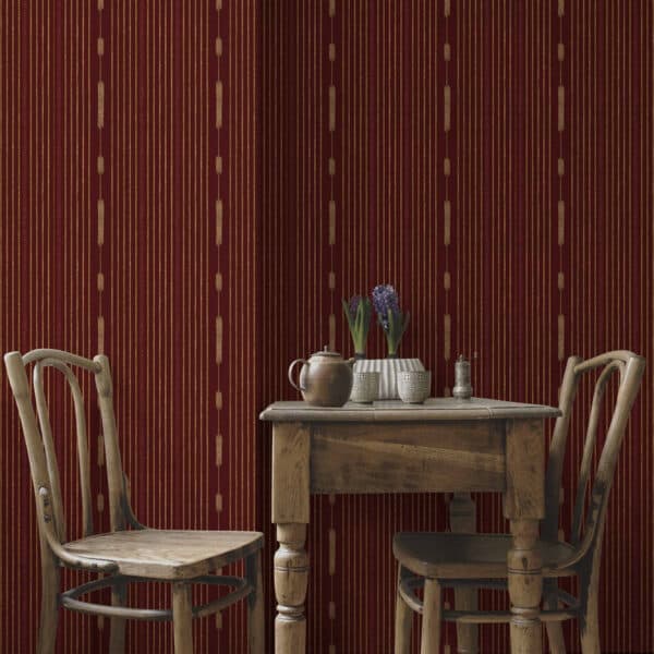 Papel pintado de rayas en color rojo Huipil A00818 - Imagen 5