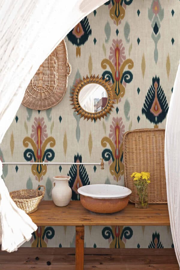Papel pintado de thai ikat en color azul Sumba A00823 - Imagen 9