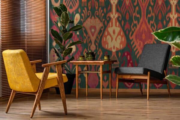Mural de papel pintado de thai ikat en multicolor Boho A00845 (a medida precio m2) - Imagen 4
