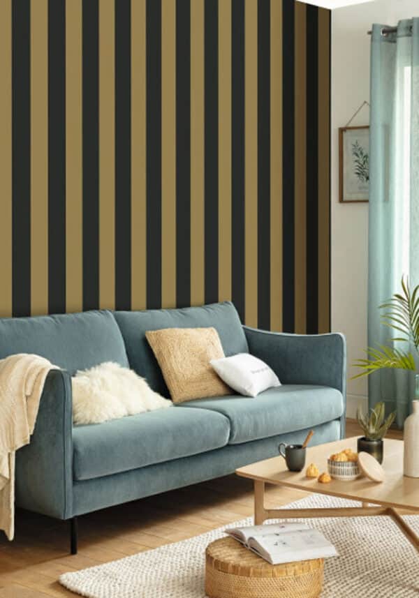 Papel pintado de rayas en color negro Wide Lines 104029329 - Imagen 3