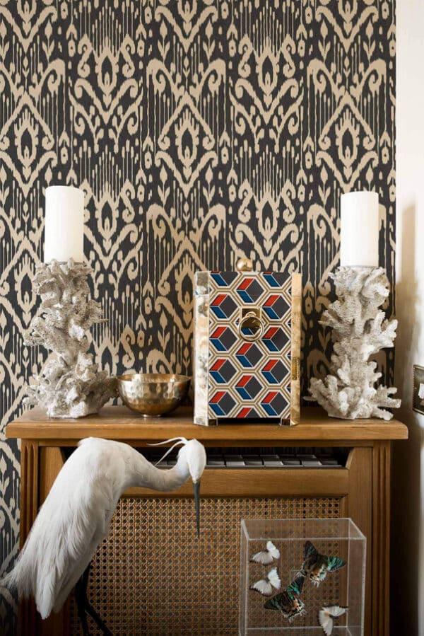 Papel pintado de thai ikat en color amarillo Padmasalis A00802 - Imagen 7