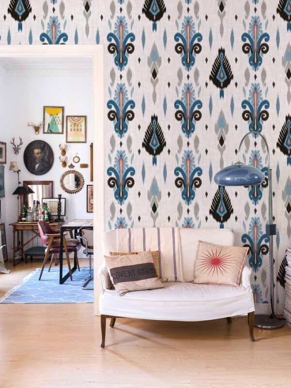 Papel pintado de thai ikat en color azul Sumba A00823 - Imagen 3