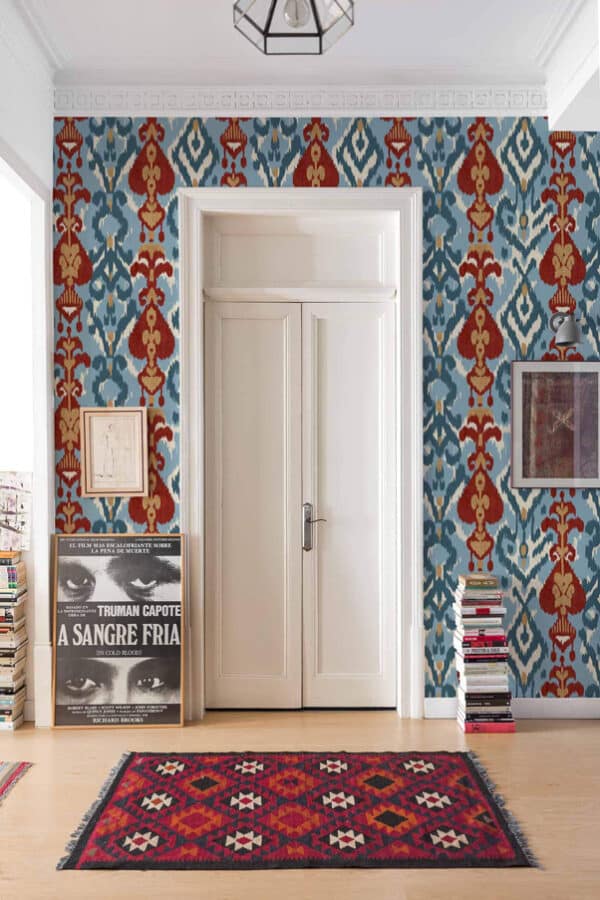 Papel pintado de thai ikat en color azul Uzbek A00815 - Imagen 7