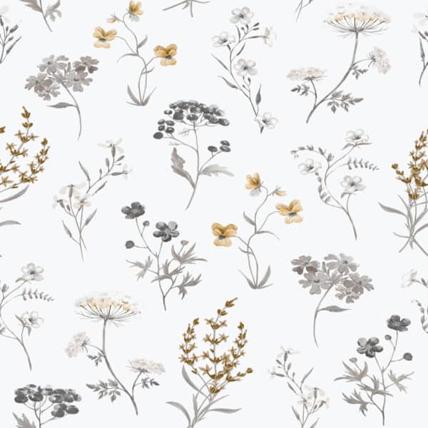 Papel pintado de flores color gris Hana 1901-2