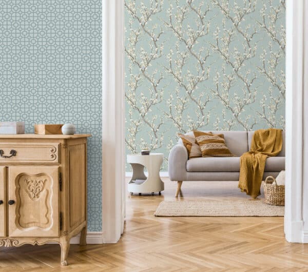 Papel pintado geométrico trellis color gris Hana 1908-3 - Imagen 6