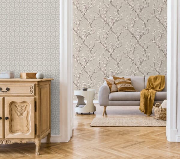 Papel pintado geométrico trellis color gris Hana 1908-3 - Imagen 4