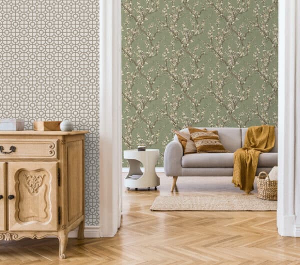 Papel pintado geométrico trellis color gris Hana 1908-3 - Imagen 3
