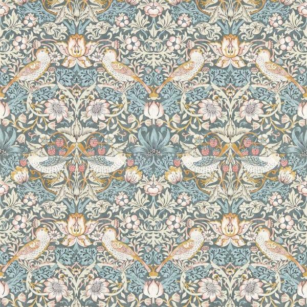 Papel pintado estampado floral color azul Strawberry Thief W0171/05