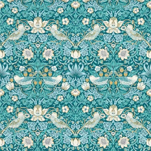 Papel pintado estampado floral color verde Strawberry Thief W0171/06