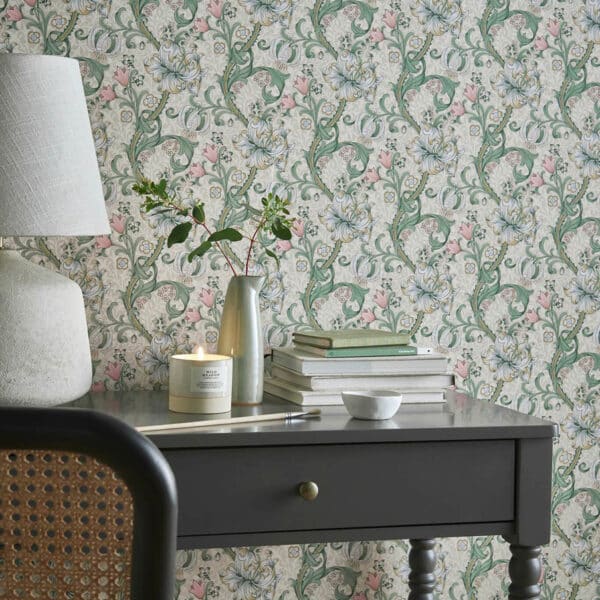 Papel pintado estampado floral color azul Golden Lily W0174/02 - Imagen 4