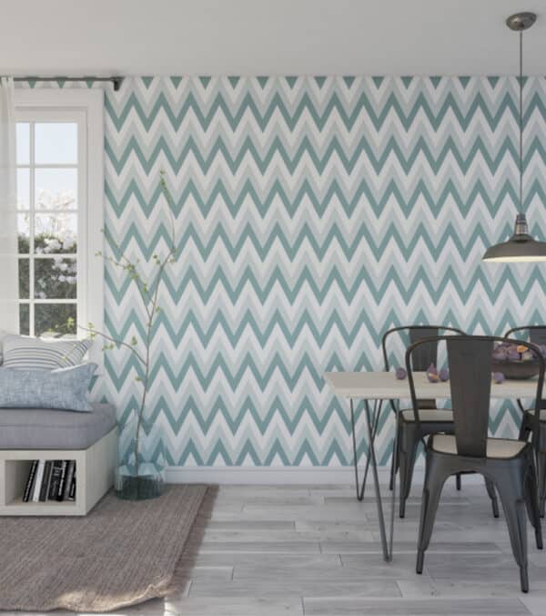 Papel pintado de zigzag color verde Family 9010-90 - Imagen 3