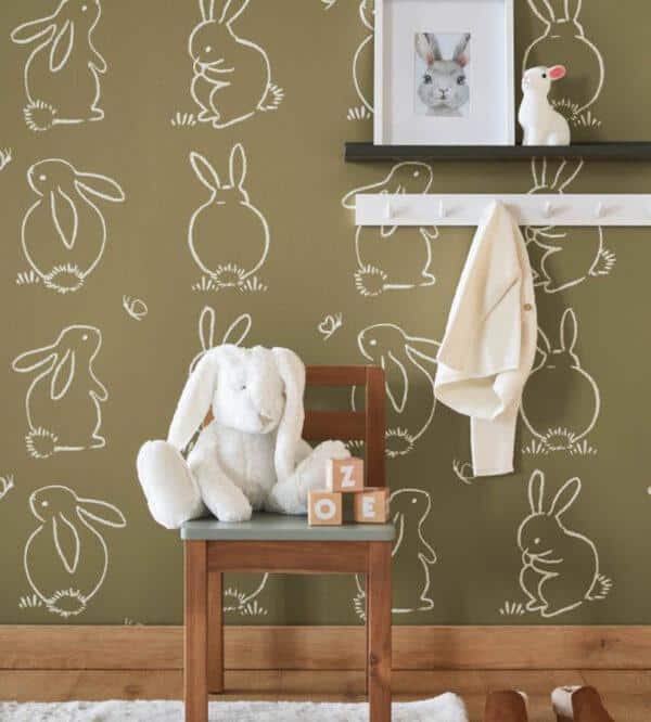 Papel pintado de animales color beige Funny Bunny 88381887 - Imagen 5