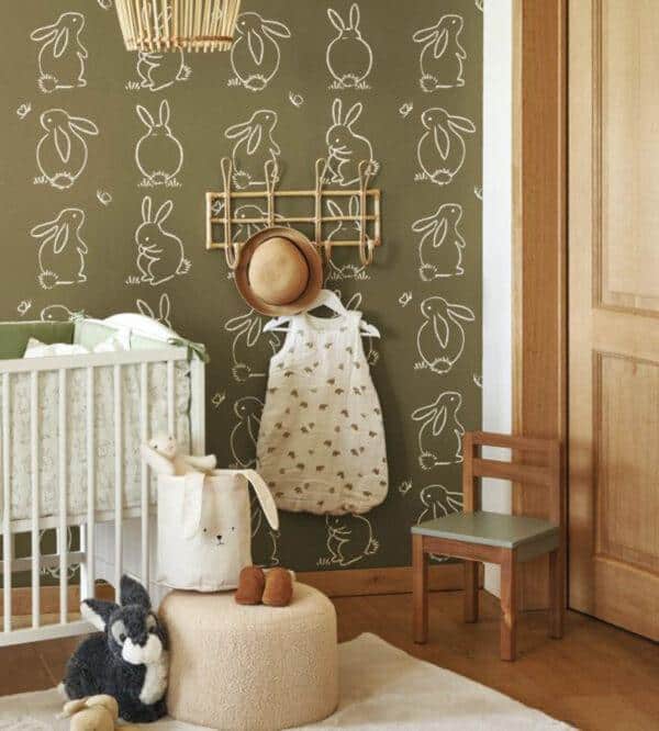 Papel pintado de animales color beige Funny Bunny 88381887 - Imagen 4
