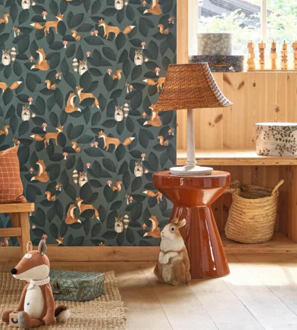 Papel pintado de animales color gris Woodland Friends 88279807 - Imagen 4