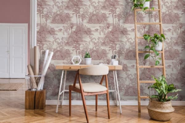 Papel pintado de Toile de Jouy en color granate Aruba 8120 - Imagen 3
