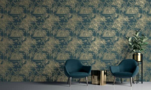 Papel pintado de Toile de Jouy en color granate Aruba 8120 - Imagen 4