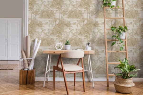 Papel pintado de Toile de Jouy en color granate Aruba 8120 - Imagen 5