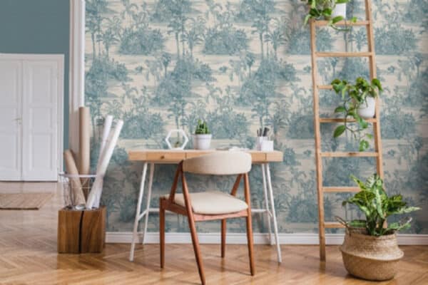 Papel pintado de Toile de Jouy en color granate Aruba 8120 - Imagen 6