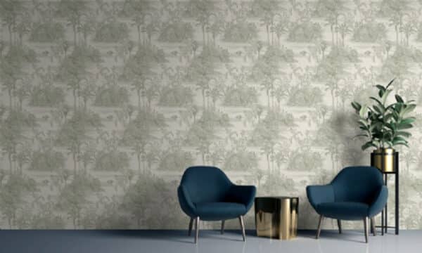 Papel pintado de Toile de Jouy en color granate Aruba 8120 - Imagen 7
