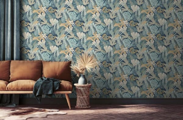 Papel pintado de selva en color azul Aruba 8151 - Imagen 3