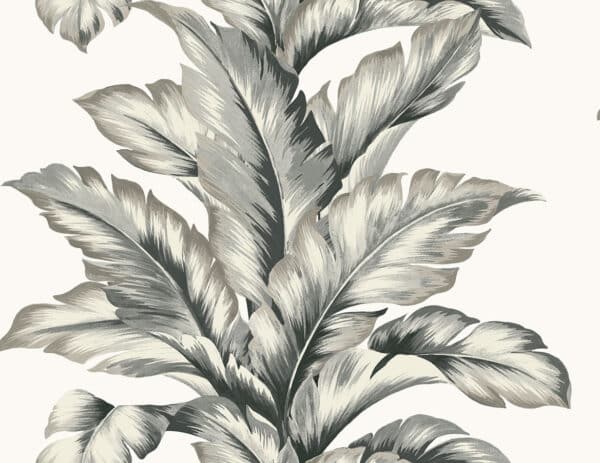 Papel pintado de hojas en color gris Banana Springs LN40600