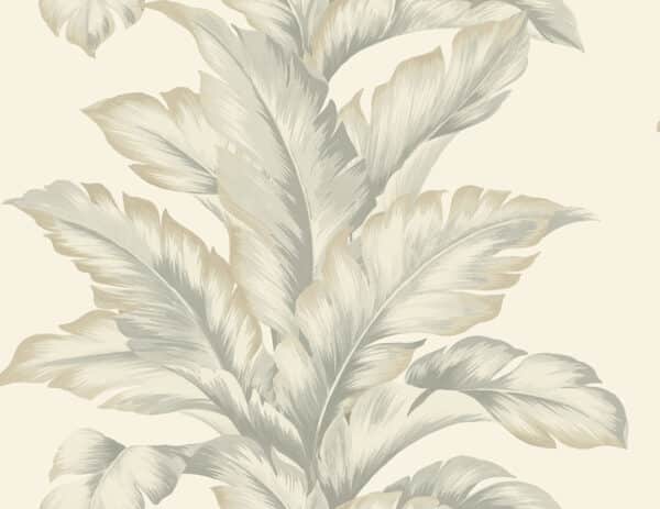 Papel pintado de hojas en color gris Banana Springs LN40607