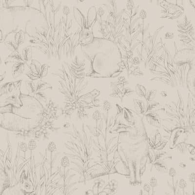 Papel pintado de animales en color beige Forest Friends 6922