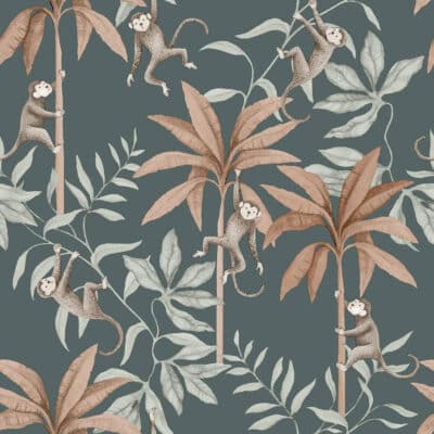Papel pintado de animales en color verde Jungle Friends 6937