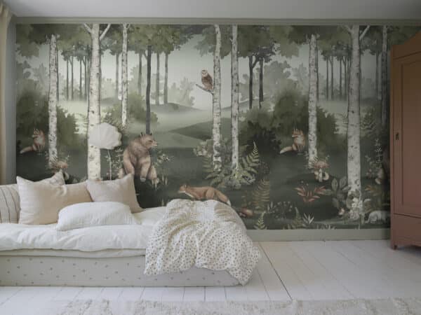 Mural de papel pintado de animales multicolor Wild Forest Mural 6943 - Imagen 3