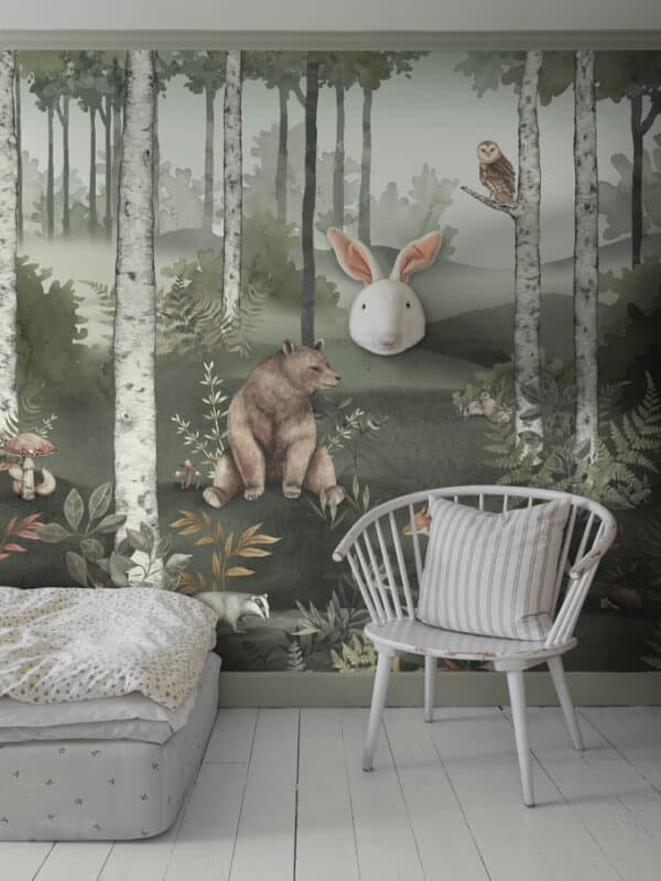 Mural de papel pintado de animales multicolor Wild Forest Mural 6943 - Imagen 4