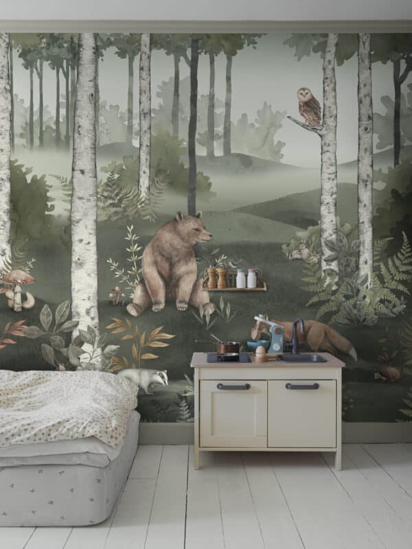 Mural de papel pintado de animales multicolor Wild Forest Mural 6943 - Imagen 5