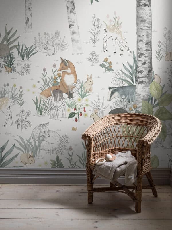 Mural de papel pintado de animales multicolor Wild Forest Mural 6943 - Imagen 6