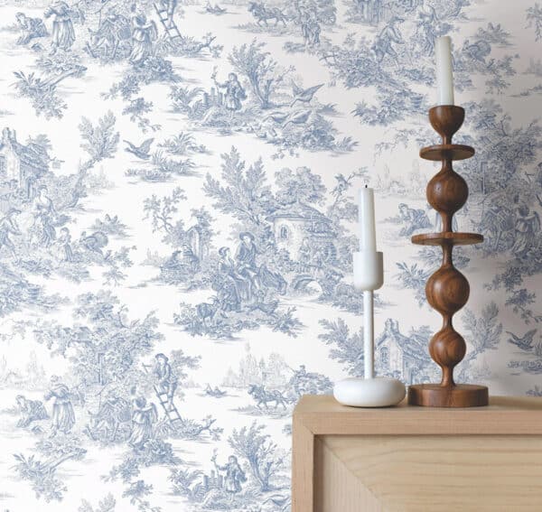 Papel pintado de Toile de Jouy en color gris Campagne Toile RT7940 - Imagen 7
