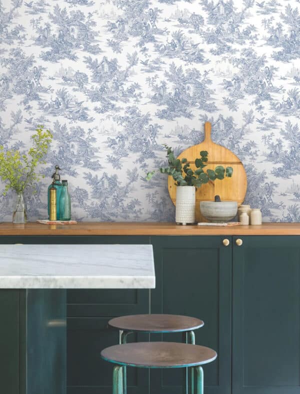 Papel pintado de Toile de Jouy en color gris Campagne Toile RT7940 - Imagen 6