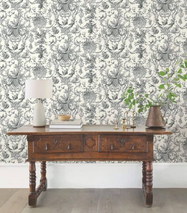 Papel pintado de Toile de Jouy en color azul Old World Toile AT4241 - Imagen 7