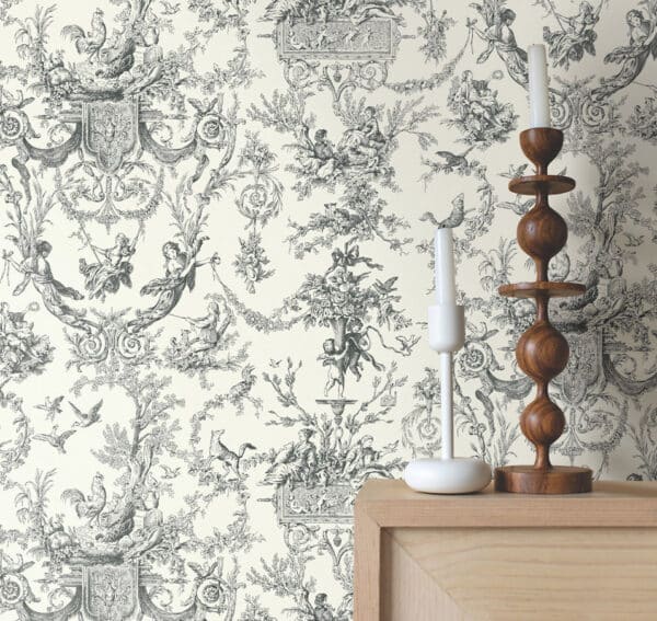 Papel pintado de Toile de Jouy en color azul Old World Toile AT4241 - Imagen 6