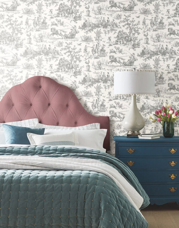 Papel pintado de Toile de Jouy en color gris Season Toile GR5922 - Imagen 4