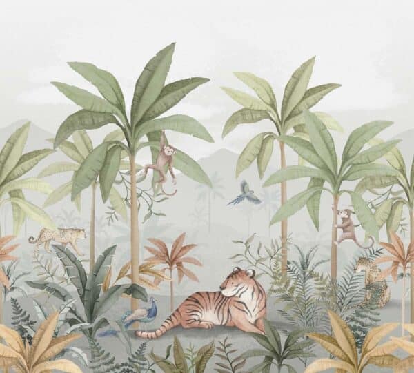 Mural de papel pintado de animales multicolor Wild Jungle Mural 6945