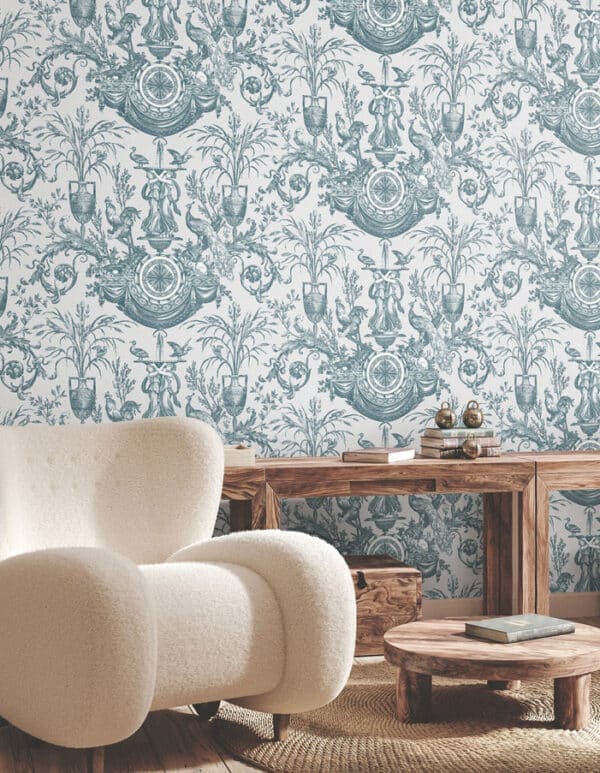 Papel pintado de Toile de Jouy color marrón Avian Fountain Toile RT7812 - Imagen 16